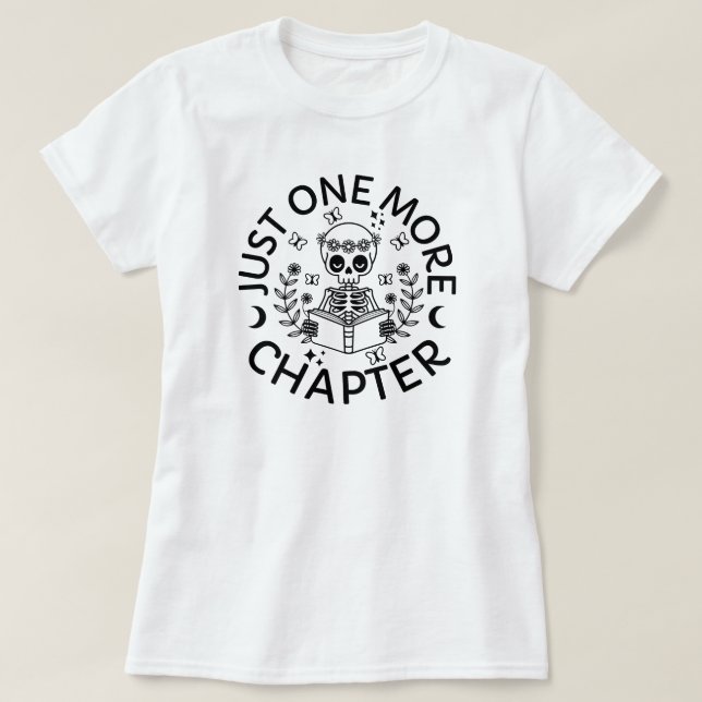 Noch ein Kapitel Funny Skeletts Lesebuch T-Shirt (Design vorne)