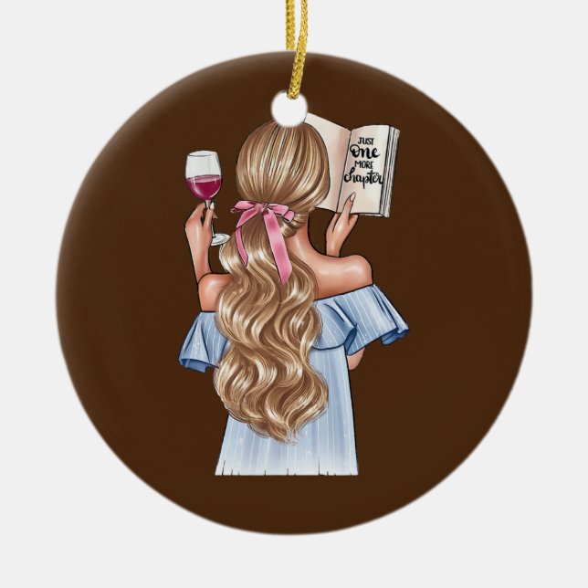 Noch ein Kapitel Niedliches Girl Reading Book Keramik Ornament (Vorne)