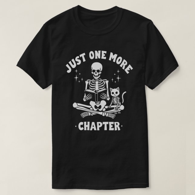 Noch ein Kapitel Skelett & Katzen-Buch Lover T-Shirt (Design vorne)