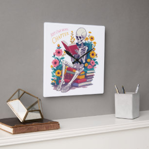 Noch ein Kapitel Skeletts Lesefeld Quadratische Wanduhr