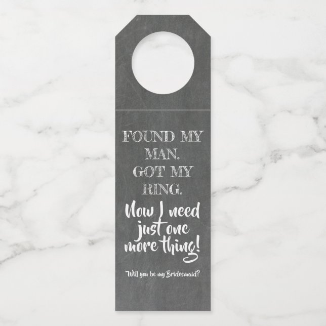 Noch eine Sache - der Vorschlag von Bridesmaid Flaschenanhänger (Vorderseite)