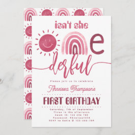 Noch einmal pink Rainbow Sunshine Virtual Birthday Einladung