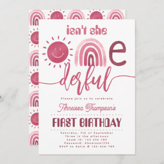 Noch einmal pink Rainbow Sunshine Virtual Birthday Einladung