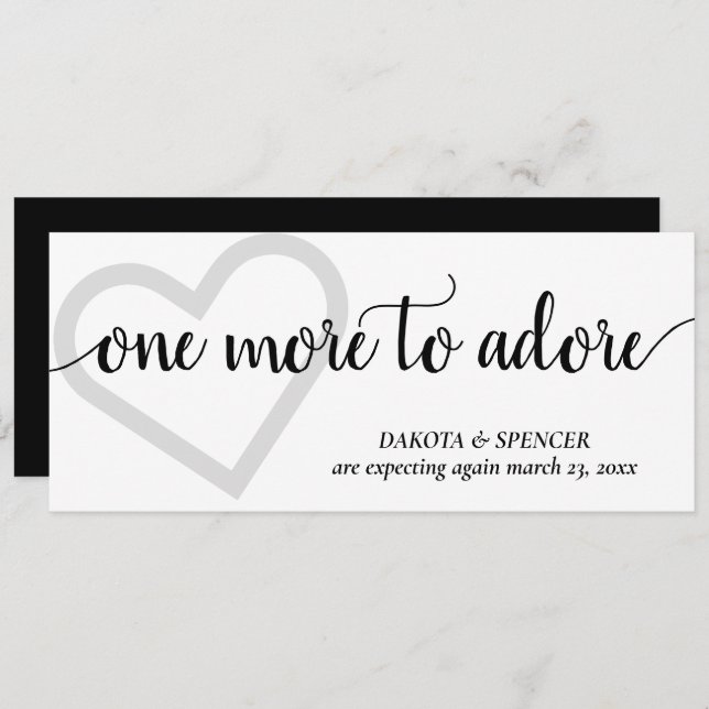 Noch eins zu Adore | Simple Black Heart Pregnancy Ankündigung (Vorne/Hinten)
