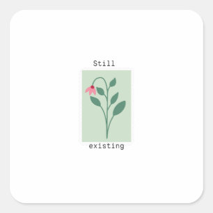 Noch existierendes minimalistisches Blumenstempeld Quadratischer Aufkleber