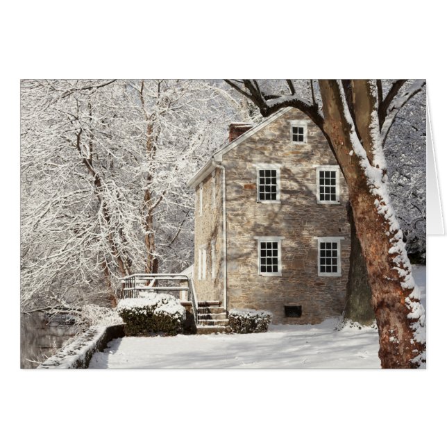 Noch Haus mit schneebedeckten Bäumen (Vorderseite (Horizontal))