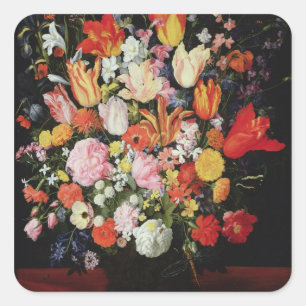 Noch Leben der Blumen, 1610s Quadratischer Aufkleber