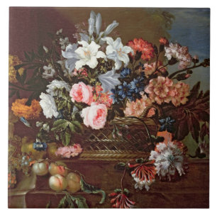 Noch Leben der Blumen in einem Korb Fliese