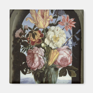 Noch Leben der Blumen in einem trinkenden Glas Magnet