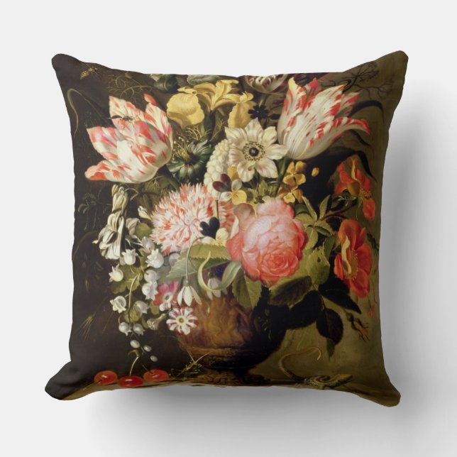 Noch Leben der Blumen in einem Vase mit einer Kissen (Vorderseite)