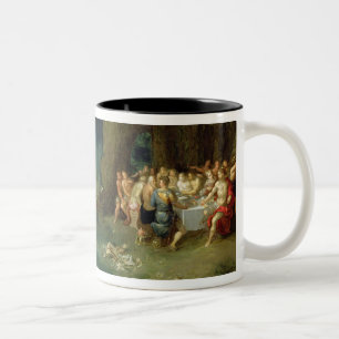 Noch Leben der Muscheln mit dem Fest der Götter Zweifarbige Tasse