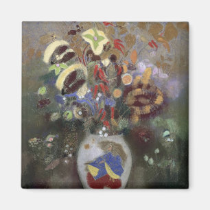 Noch Leben eines Vase Blumen (Pastell auf Papier) Magnet