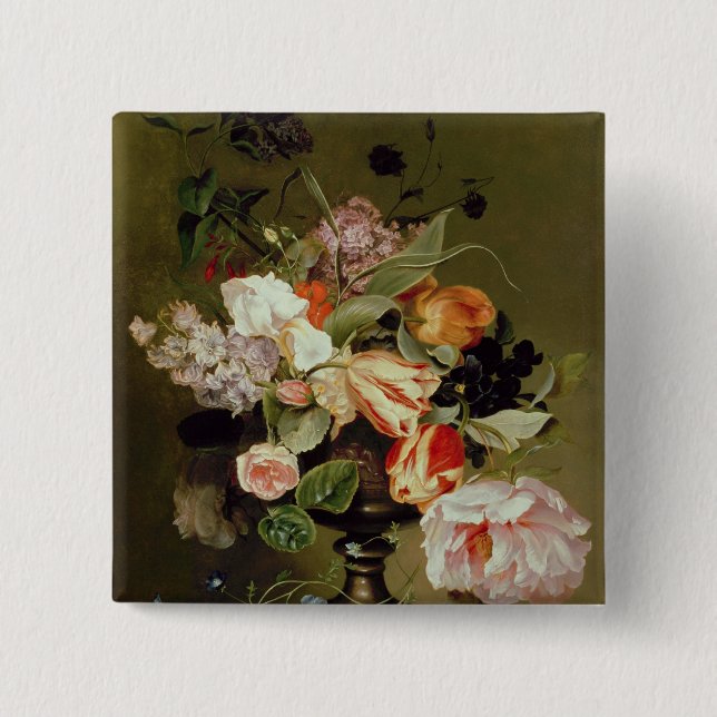 Noch Leben mit Blumen Button (Vorderseite)