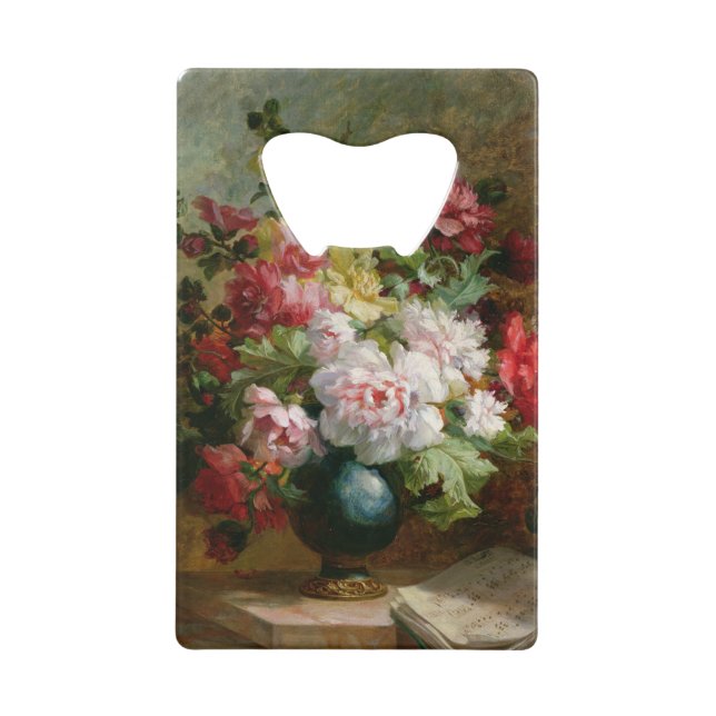 Noch Leben mit Blumen und Blattmusik Geldbeutel Flaschenöffner (Vorderseite)