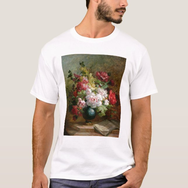 Noch Leben mit Blumen und Blattmusik T-Shirt (Vorderseite)