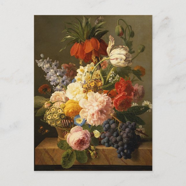 Noch Leben mit Blumen und Frucht, 1827 Postkarte (Vorderseite)