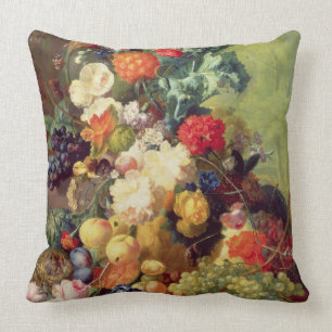 Noch Leben mit Blumen und Frucht Kissen