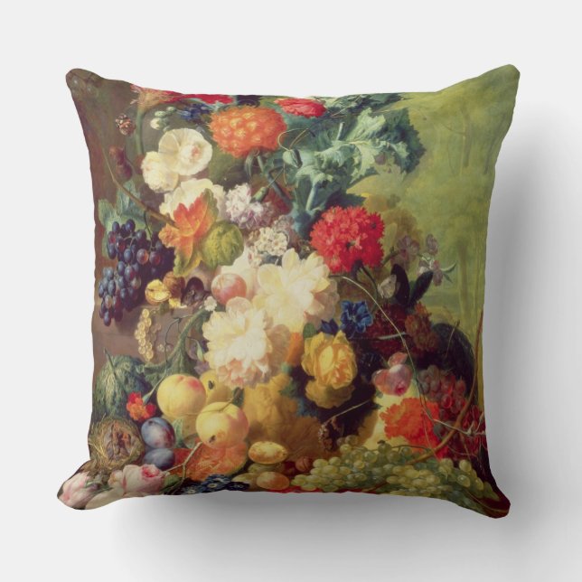 Noch Leben mit Blumen und Frucht Kissen (Vorderseite)