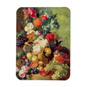 Noch Leben mit Blumen und Frucht Magnet