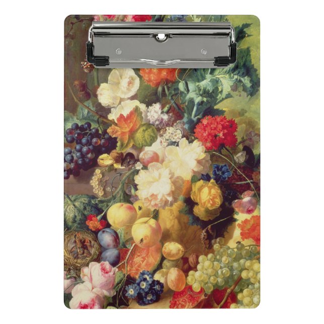 Noch Leben mit Blumen und Frucht Mini Klemmbrett (Vorderseite)