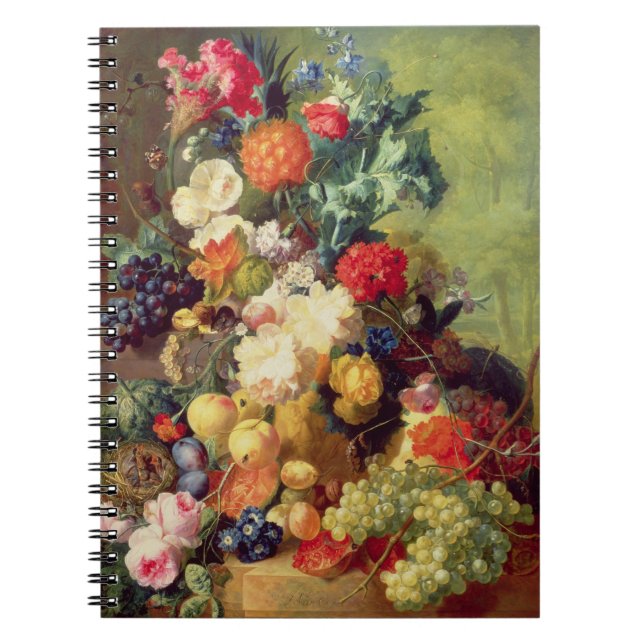 Noch Leben mit Blumen und Frucht Notizblock (Vorderseite)