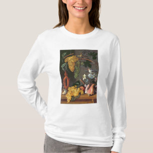 Noch Leben mit Trauben, Vögeln und Blumen T-Shirt