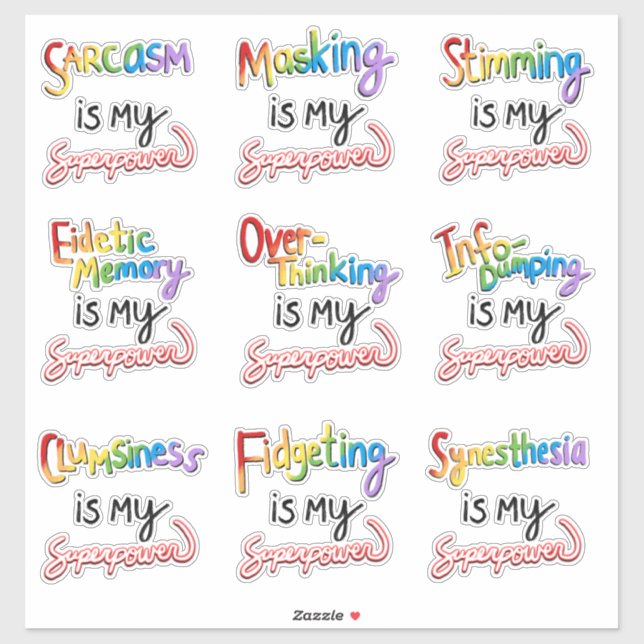 Noch mehr Neurodivere Superkräfte Aufkleber (Blatt)