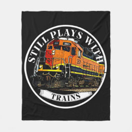 Noch spielt mit Zügen Orange Black Diesel Train Fleecedecke