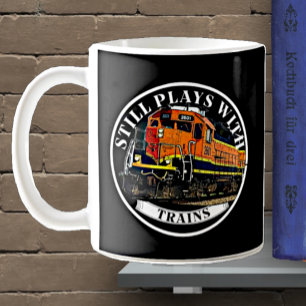 Noch spielt mit Zügen Orange Black Diesel Train Kaffeetasse