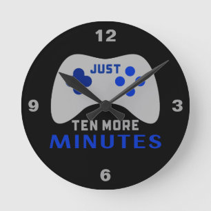 Noch zehn Minuten Black Gamer  Runde Wanduhr