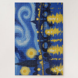 Noche estrellada sobre el rio puzzle