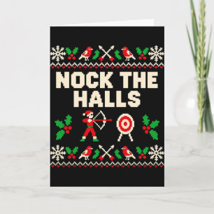 Nock the Halls Lustiger Bogenschützen-Weihnachtswi Karte