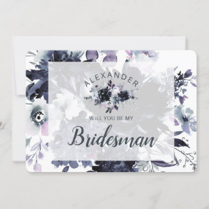 Nocturnal Floral Be My Bridesman Vorschlag Card