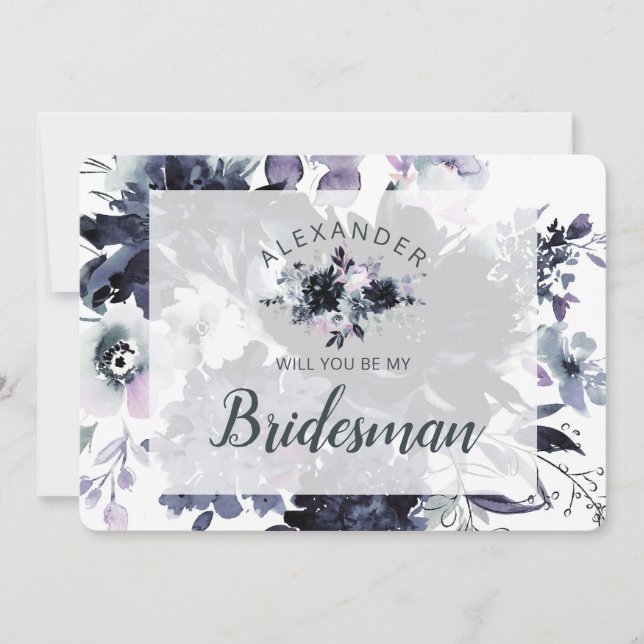 Nocturnal Floral Be My Bridesman Vorschlag Card (Vorderseite)
