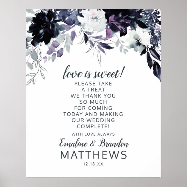 Nocturnal floral Liebe ist Sweet Leckerei Wedding  Poster (Vorne)