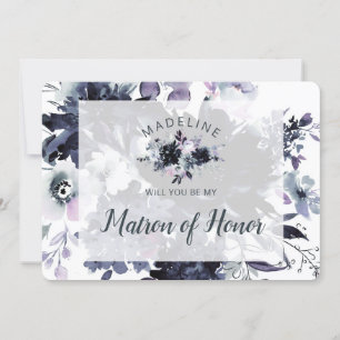 Nocturnal Floral Matron of Honor Vorschlag Card