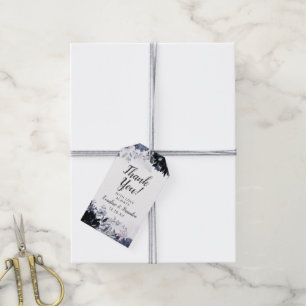 Nocturnal Floral Navy Blue Wedding Vielen Dank Geschenkanhänger