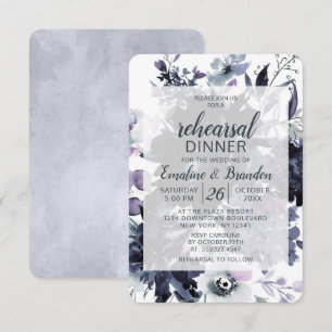 Nocturnal Floral Navy Hochzeit Probe Dinner Einladung