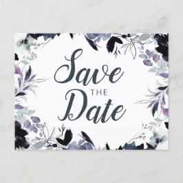 Nocturnal Floral Watercolor Save the Date Ankündigungspostkarte