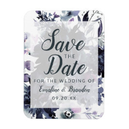 Nocturnal Floral Watercolor Trendy Save the Date Magnet