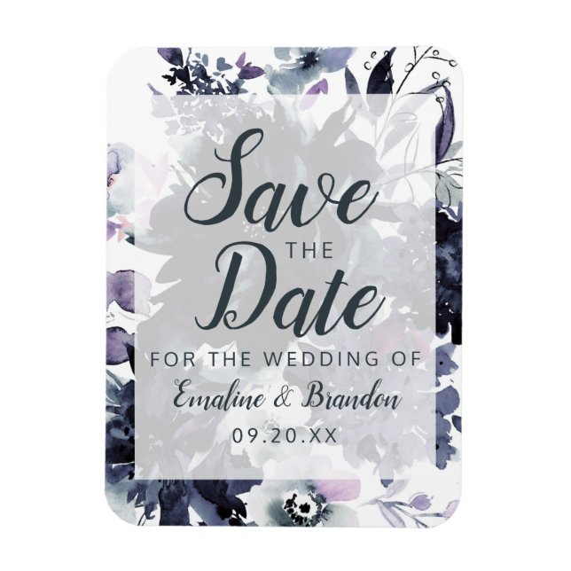 Nocturnal Floral Watercolor Trendy Save the Date Magnet (Vertikal)