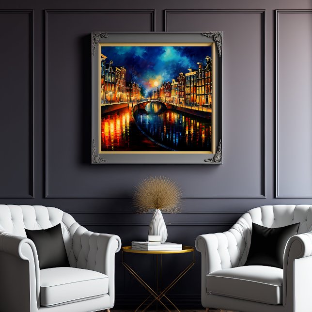 Nocturnal Reverie: Amsterdam's Moonlit Canals Poster (Von Creator hochgeladen)