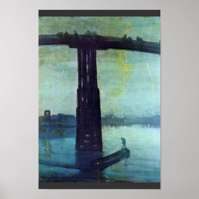 Nocturne in Blau und Gold: Alte Battersebrücke von Poster (Vorne)