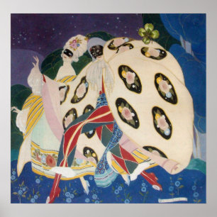 NOCTURNE MIT MASKEN / Art Déco Venezianische Masqu Poster