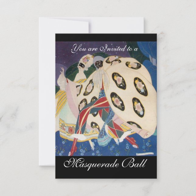 NOCTURNE MIT MASKS ,MARDI GRAS MASQUERADE BALL EINLADUNG (Vorderseite)