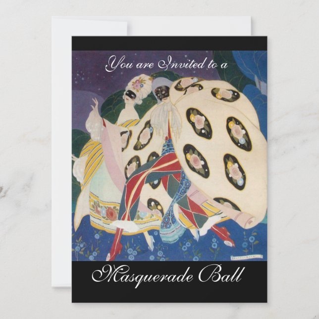 NOCTURNE MIT MASKS ,MARDI GRAS MASQUERADE BALL EINLADUNG (Vorderseite)