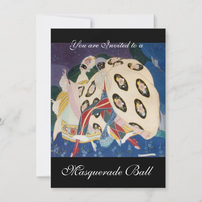 NOCTURNE MIT MASKS ,MARDI GRAS MASQUERADE BALL EINLADUNG (Vorderseite)