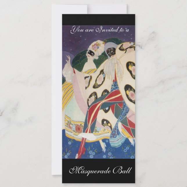 NOCTURNE MIT MASKS ,MARDI GRAS MASQUERADE BALL EINLADUNG (Vorderseite)