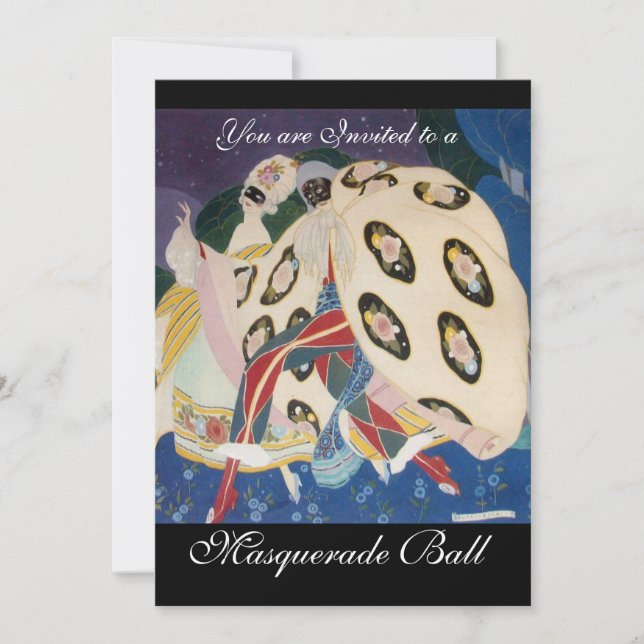 NOCTURNE MIT MASKS ,MARDI GRAS MASQUERADE BALL EINLADUNG (Vorderseite)