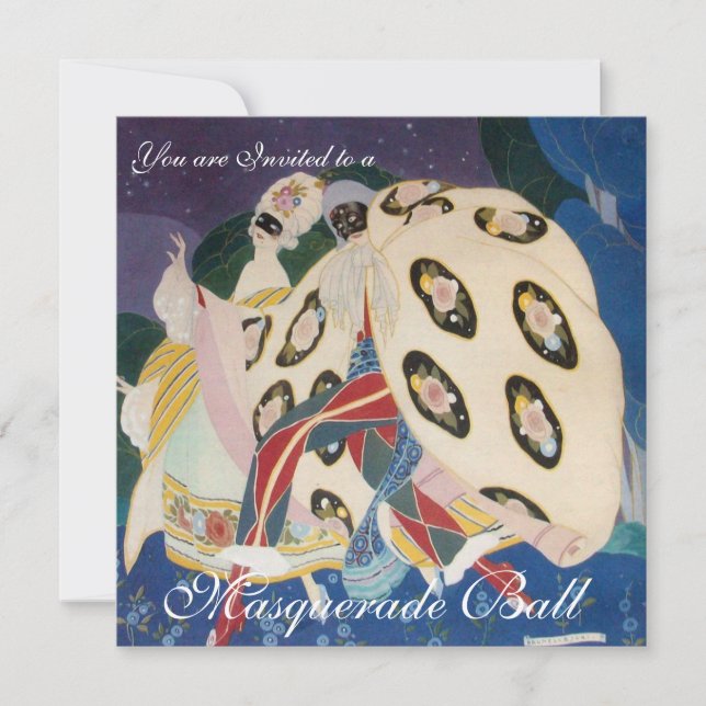 NOCTURNE MIT MASKS ,MARDI GRAS MASQUERADE BALL EINLADUNG (Vorderseite)